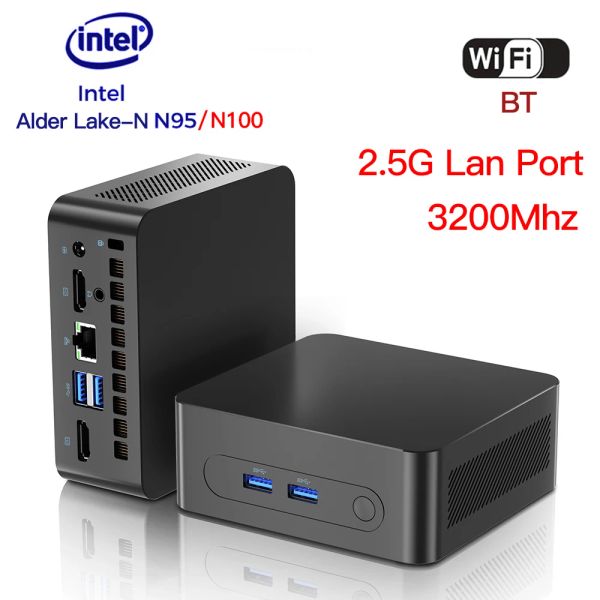 Topi Intel Alder Lake N95/N100 Mini PC Windows 11 Pro DDR4 3200MHz 8GB 128GB 16GB 512 GB WiFi BT 2.5G LAN PORTA DESKTOP COMPUTER GAMER