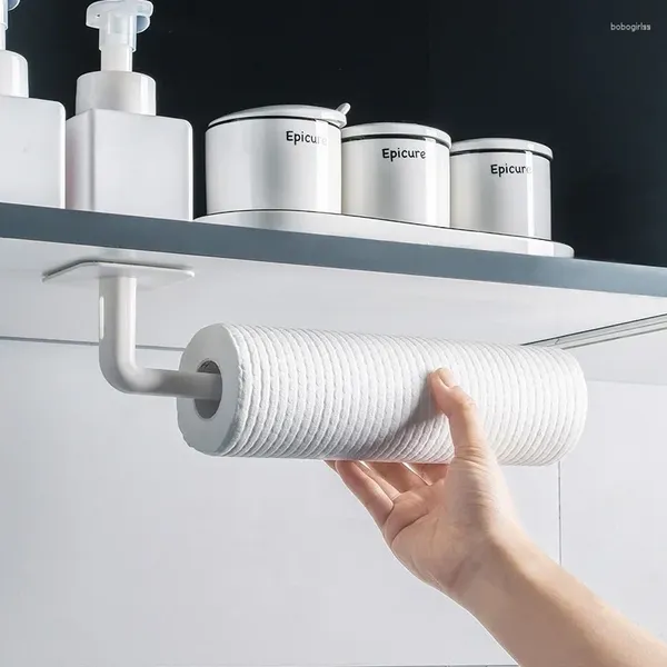 Hooks 2pcs/Satz von Plastikküchenlagerstange Topf Schneidebrett Verpackung Film Toilettenpapierhalter