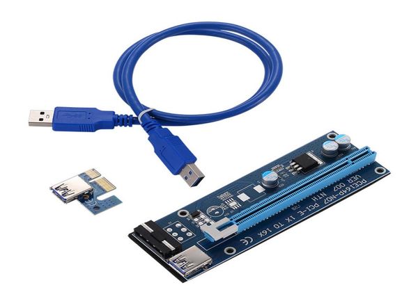 Ver 007 PCIE PCIE PCI Express 1x a 16x Card Riser USB 30 Cabo de dados SATA a 6pin IDE Molex Fonte de alimentação9641287