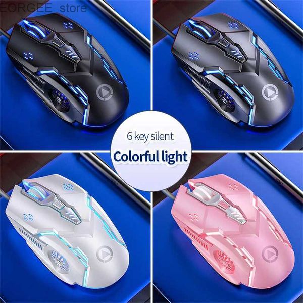 Mäuse Ergonomic Drahed Gaming Maus RGB Stummverzögerung LED LED Backlit 3200DPI 6Button G5 USB -Mechanikmauer für PC -Laptop -Computer Gamer Y240407