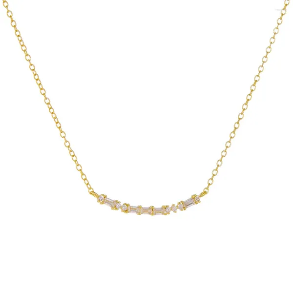 Catene Design minimalista personalizzato a strisce sottili oro a strisce zircone 925 collana in argento sterling