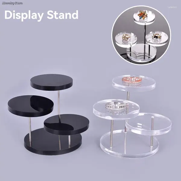 Bolsas de jóias 3 camadas Display Stand Stand Clear Acrílico Aço inoxidável Brincho de aço Salving Colar prateleira 1pc