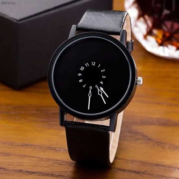 Outros relógios Fashion Creative Watch Mens Sports Watch Payu Black Leather Strap Quartz Ratê