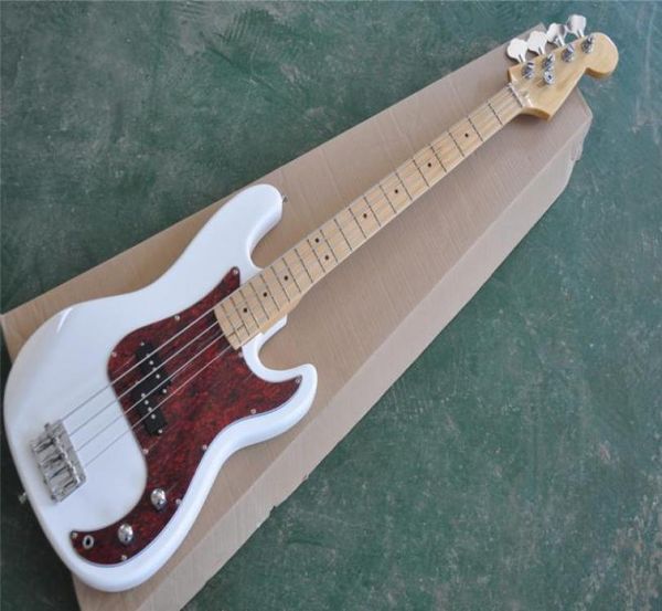 CHIUST CUSTIME 4STRINGS White Electric Bass Guitar con Red PickGuardChrome HardWareMaple Tretboard Provocare SE9784241 personalizzato