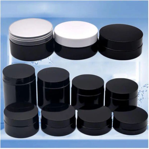 Dispositivo 25 x 60/80g 100g 120g 150g 200g 250g Plano Black Portátil Creme Jar Jar Box Makeup Uil Art Art