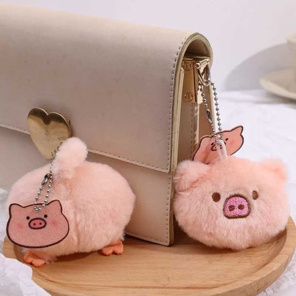 Keychains Lanyards süße Plüsch rosa Schwein Keychain Kawaii Brosche Damen Bag Accessoires Childrens Soft Doll Keyring Spielzeug Mädchen Geschenk Q240403