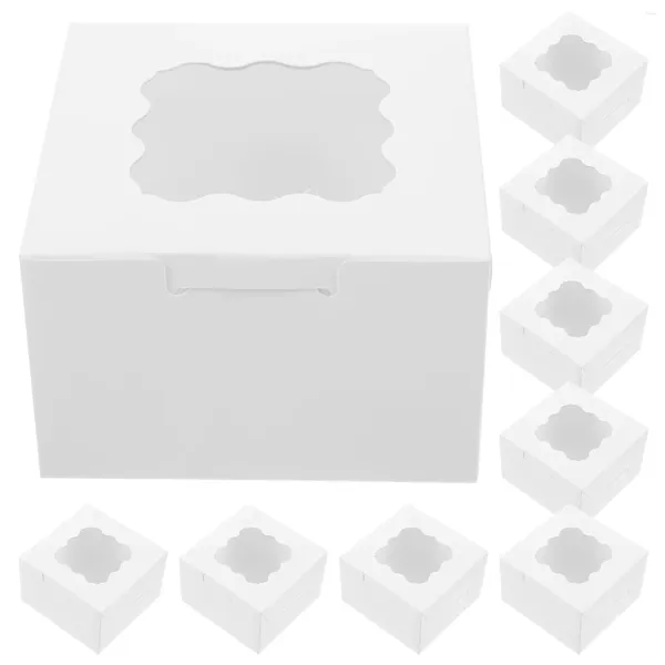 Nehmen Sie Container 50 PCs Cake Container Cookie Boxes Geschenkverteidigung mit Fenstertransport Hochzeit für Gäste kleines Gebäck