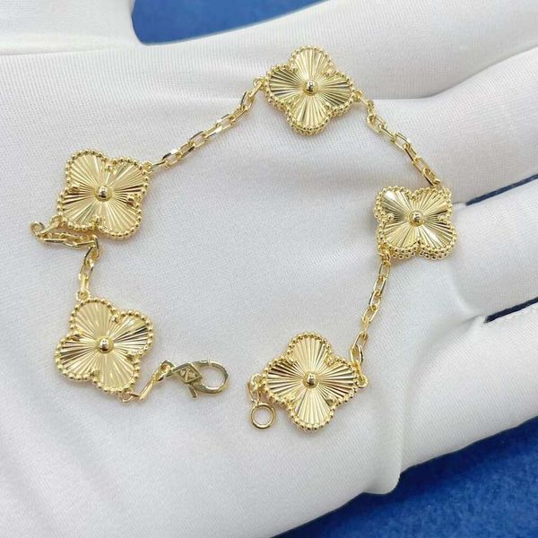 classico bracciale designer di braccialetti di furgoni V Gold Match High Match Flower Lucky Clover Bracciale Laser Spesso a doppia faccia a doppio lato gioielli