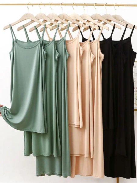 Lässige Kleider Damenmodal Full Slip Kleid Unterwäsche Spaghetti -Riemen solide Länge unter Camisole Slips Inner Petticoat Frauen Ansichten