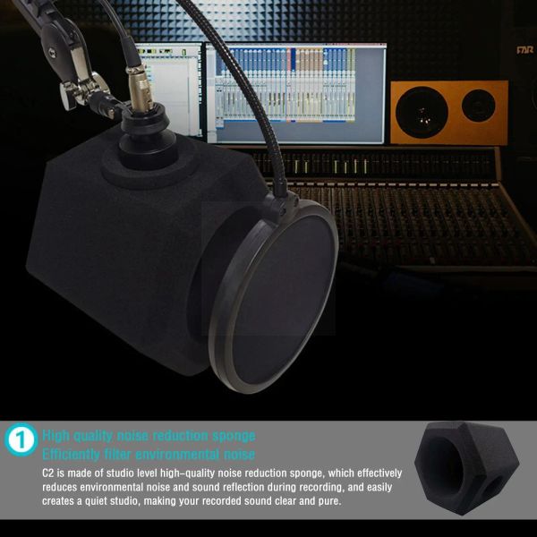 Accessori Le spugne noisecancanti di alta qualità filtrano in modo efficiente registrazione del microfono vento rumore portatile a schermo ambientale cabina Voca U6R0