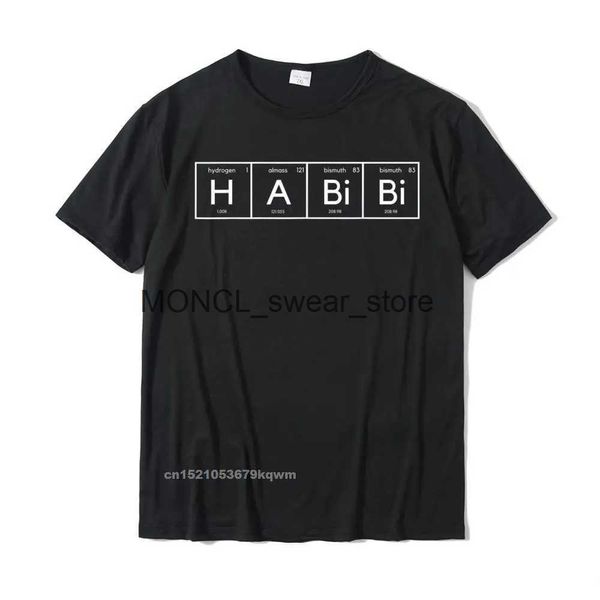 Erkek Tişörtleri Habibi Komik Arap Lübnan Kelime Periyodik Tablo T-Shirt Erkek Tasarımcı Basit Stil Top ve Pamuk H240408