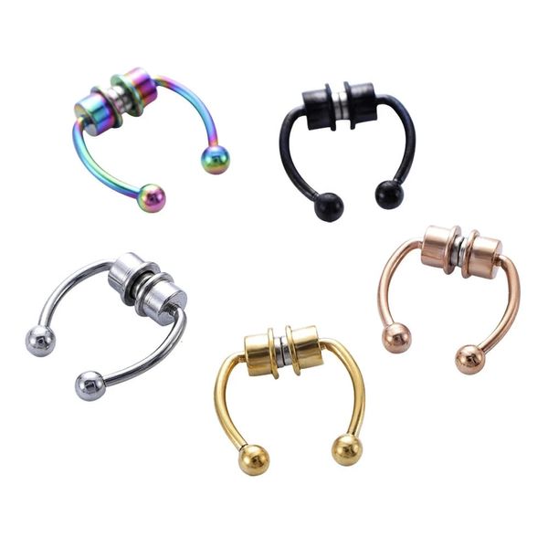 Frauen gefälschte piercing Nase Ring Hoop Septum Nicht -Clip -Fels Hiphoop Edelstahl Magnet Mode Punk Body Schmuck 240407