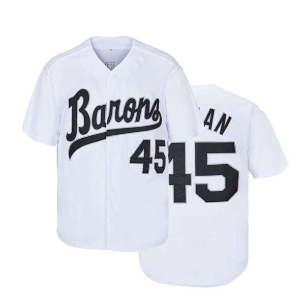 278m Polos maschile BG Baseball Jersey Birmingham Barons 45 Maglie Sport Outdoor Black White Stripe da cucire da ricamo grigio di alta qualità grigio nuovo