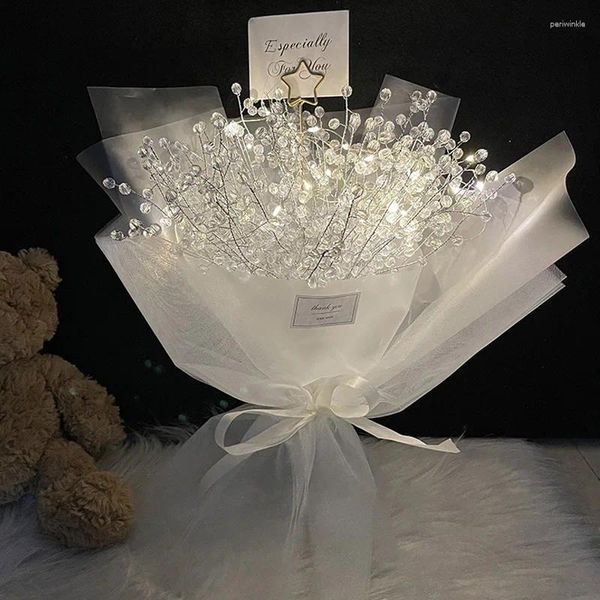 Fiori decorativi bouquet artificiale con goccia di perle acrilico decorazioni per la casa ins gypsophila leggera fiore permanente fai -da -te fatto a mano per amico