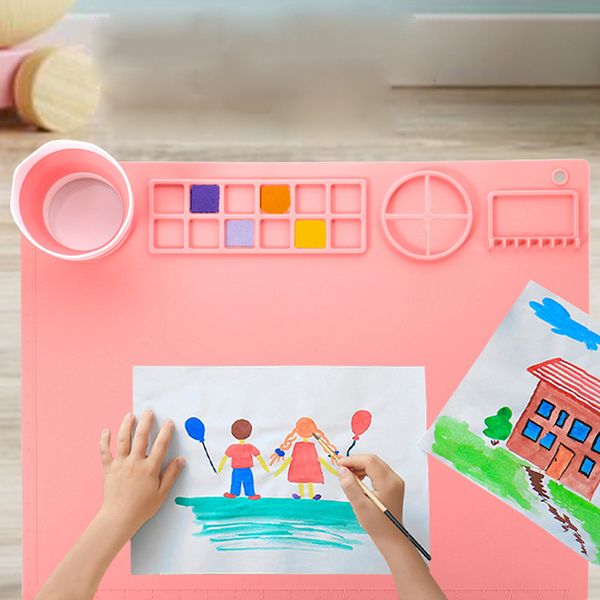 Grande tappetino da pittura in silicone fai -da -te grande tappetino per bambini tappetino da disegno a carrello per olio tappetino argilloso con supporto per verniciatura a tazza