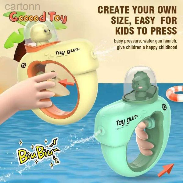 Gun Toys Mini Press Pressiona Water Gun Toy Sprinkler Spray Cartoon Pato Dinosaur Summer Summer Outdoor Bath Bath Water Guns para criança Presente de aniversário 240408