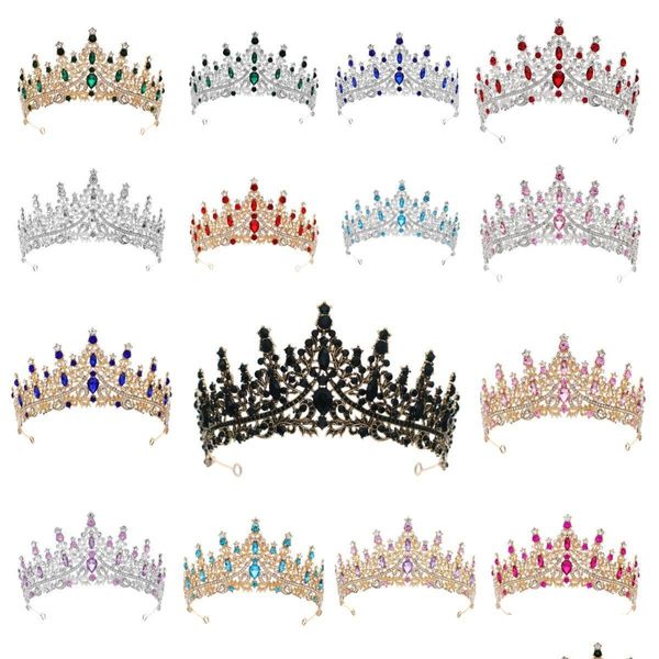 Hochzeitshaarschmuck Braut Haarnadel Kopfstückszubehör mit FL Diamond Crown Farbe Strass Kleid ADT -Zeremonie Vintage Drop Deli DHVLO