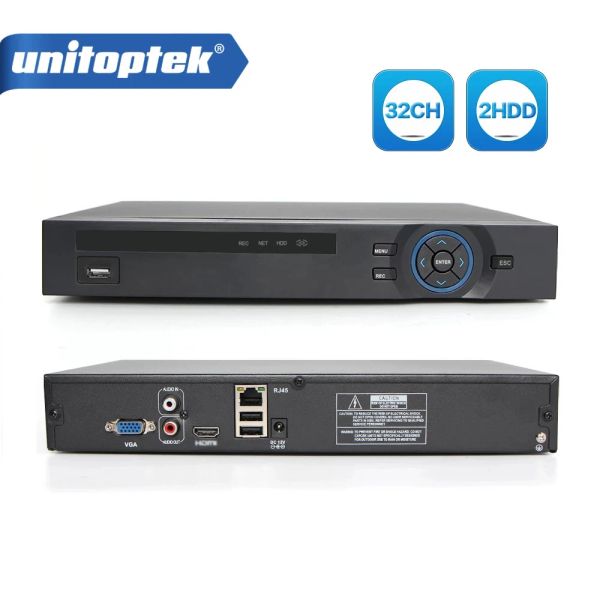 Recorder H.265 32Ch NVR 1080p oder 25Ch 5MP oder 8Ch 8MP NVR -Netzwerkrekorder Support für die Sicherheit IP -Kamera 2x HDD Xmeye P2P App Ansicht