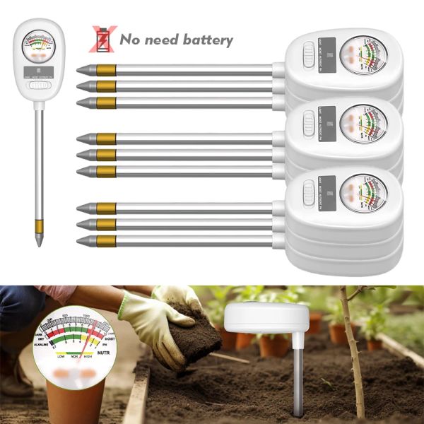 Suporta o medidor de umidade do solo 4in1 Testador de solo para umidade do kit de teste de pH de nutrientes leves para o jardim de grama de jardim de uso externo de uso externo