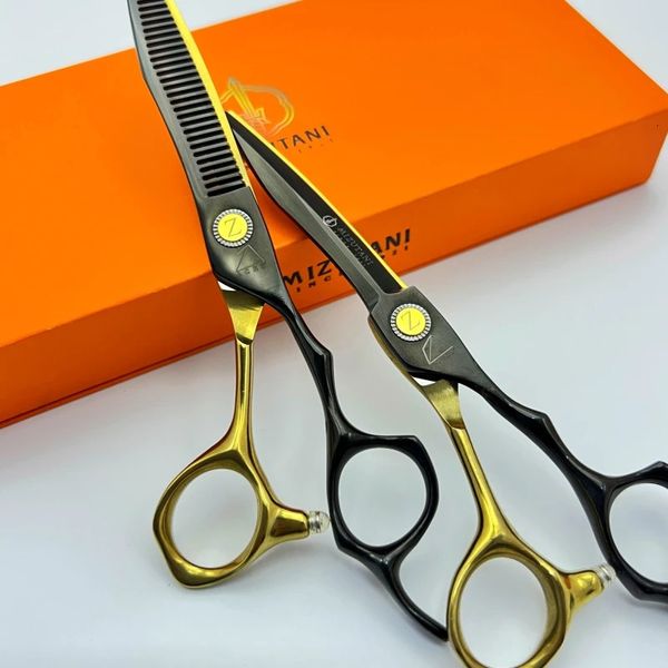 Scissori da barbiere professionista mizutani Succe lama seghettate 440c Set di macchine da taglio per capelli in acciaio da 606568 pollici 240325