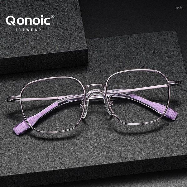 Occhiali da sole Qonoic Pure Titanium Frame di occhiali ottici retrò da donna Materiale Spettacolo leggero