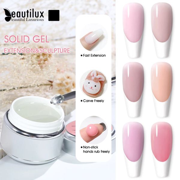 Gel Beautilux Solid Builder Nagel Gel 50G Stickyless Construction Pink Milch Tary Tarning Französisch UV -Gel für Nägelverlängerung Konstruktion