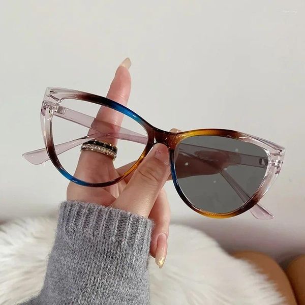 Occhiali da sole Fashion Cat Eye Frame occhiali Pochromici Spettacolo ottico per la cura della visione della luce della luce anti -blu.
