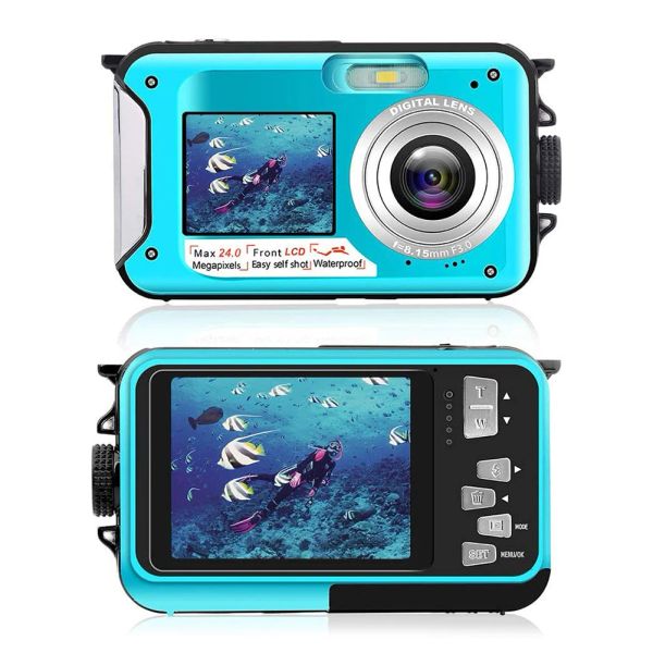 Taschen wasserdichte Digitalkamera Dual Screen Unterwasser Digitalkamera Selfie Video Recorder zum Schwimmen unter Wasser -DV -Aufnahme