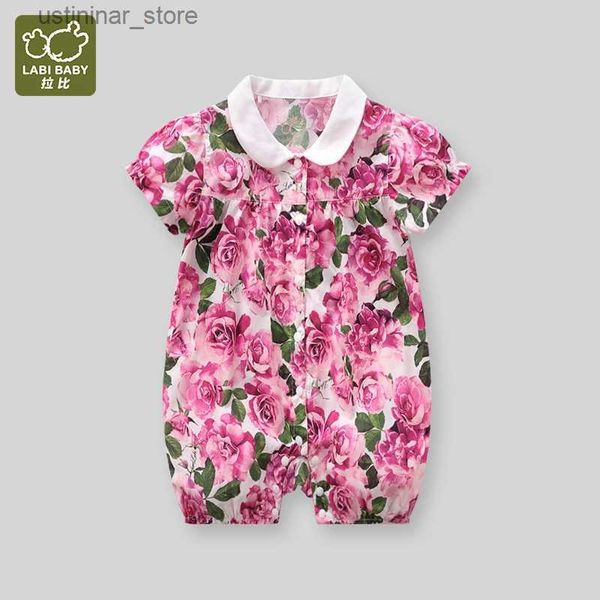 Rompers labi bebê macacão floral colorido para meninas rosa padrão corsupa de verão