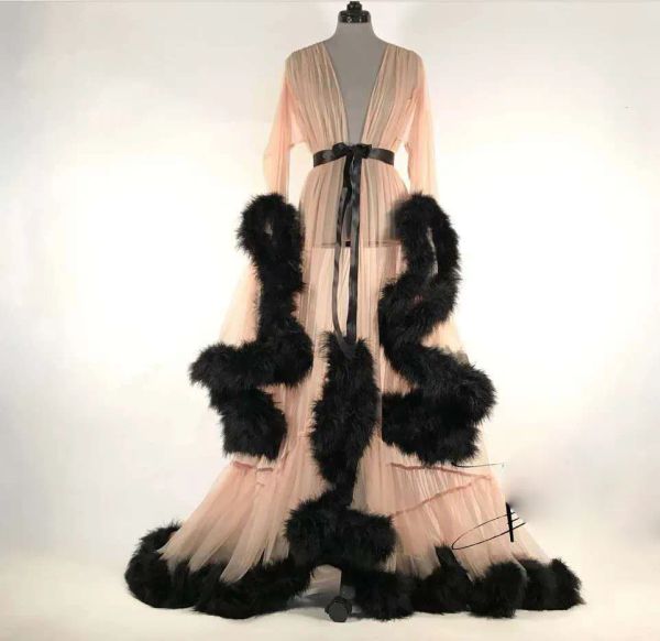 Jaquetas luxo feminino manto de peles envolve o roupão de banheira de roupas de noiva Bathwear