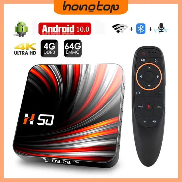 Kutu Hongtop H50 Global Sürüm Android TV Kutusu 4K Ultra HD Play Store Akıllı TV Kutusu Android TV 10.0 HDR 4GB 64GB WiFi Medya Oyuncu