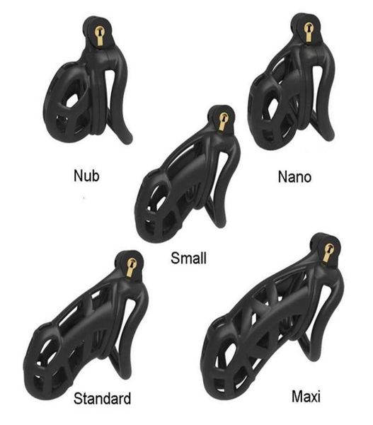 Massageador de brinquedos sexuais Correia de gaiola masculina com 4 pênis Cockring Lock Bondage Fetish Toy para MEN272R6709222