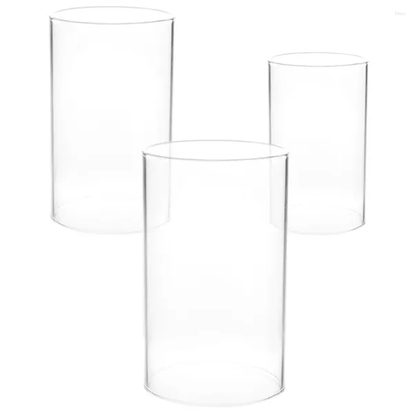 Titulares de vela 3 PCs Sombra Crystalless Tubos de tubo transparente de cilindros de vidro Pillar Table Centerpipe High Borossilicate Cylinders