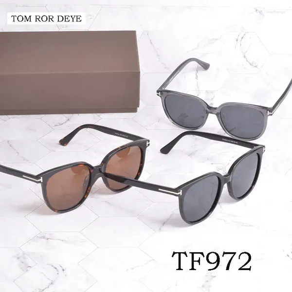 Güneş gözlüğü Deye markası için büyük boyut Tom TF972 Klasik Asetat Polarize Kadın UV 400 Sun Glasse