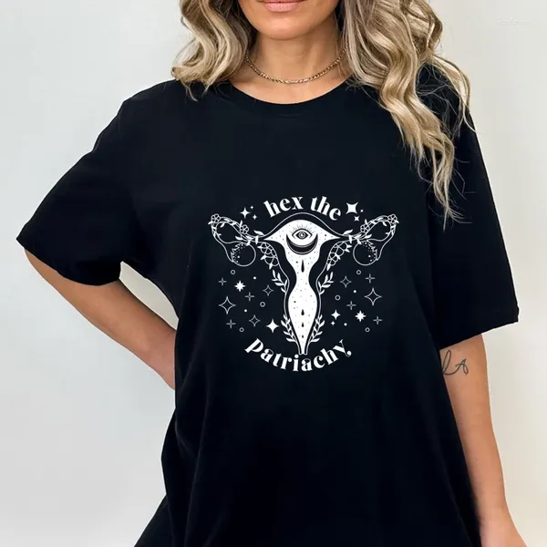 Magliette da donna hex il patriarcato utero floreale tee retrò roe v wade t-shirt femminismo camiseta estetica donna diritti riproduttivi camicia