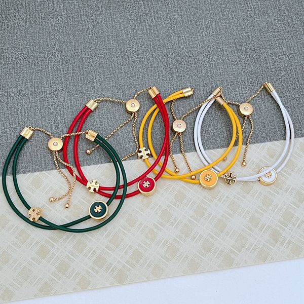 Lettere di design del marchio TB di lussuoso Braccialetti designer geometrici oro 18K geometria rossa gialla bianca verde giallo a doppio strato a doppio strato a corda regolabile bracciale gioielli per donne