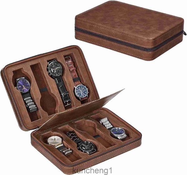 Beome Watch Travel Case 8 Slot Watch Boxen für Männer tragbare Uhrengeräte Watch Display Hülle - Accessoire Fits Army Watches Smart Watchesbrown SSH98z