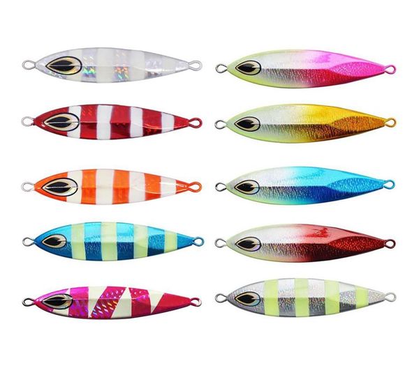 Gemischte 10 Farben Metall Slow Jigging Lures Set 40 g 60 g 80g 100 g 120 g Luminous Löffel Köder