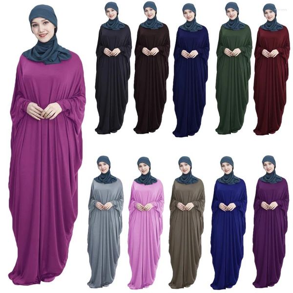 Ethnische Kleidung Khimar Abaya Frauen Muslim Gebetskleidungsstück Bat Ärmel Burqa Maxi Kleid bescheidener Nikab Türkei Arabisch Islam Eid Ramadan Robe