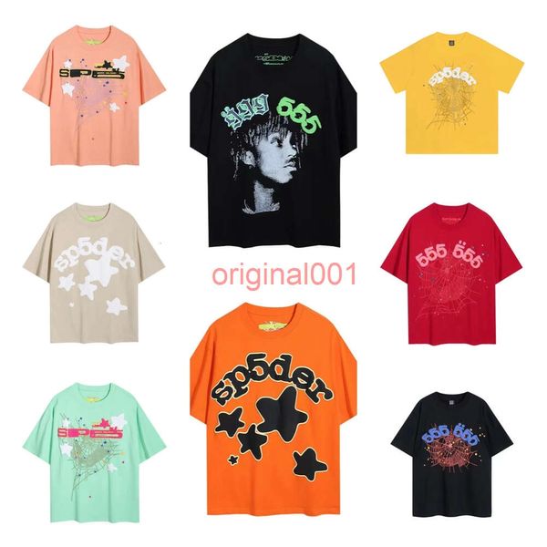 Erkek Tasarımcı Tişörtleri SP5der 5555 Tshirt Pamuk Kısa Kollu Mürettebat Boyas DS Geometrik Hip Hop Kaya Gevşek Grafik Genç Thug Tee Tişört Erkek Gömlek Sweatshirt