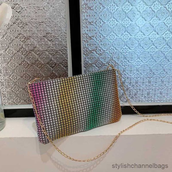 Bolsas de noite Yogodlns Trend Small Rhinestone Square Bag Metal Chain Saco de ombro de ombro de luxo Bolsa de bolsa de diamante