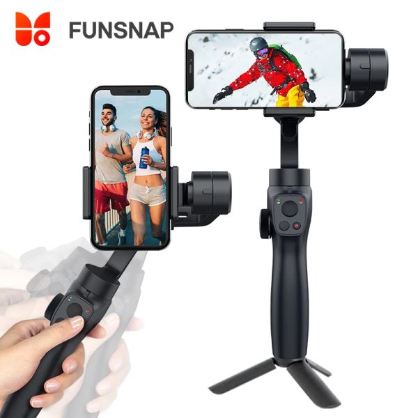 Gimbal FUNSNAP 3AXIS Handheld Gimbal Stabilizer Cellphone Camer titular da câmera Bluetooth Gimbal para smartphone estabilizador Gimbal