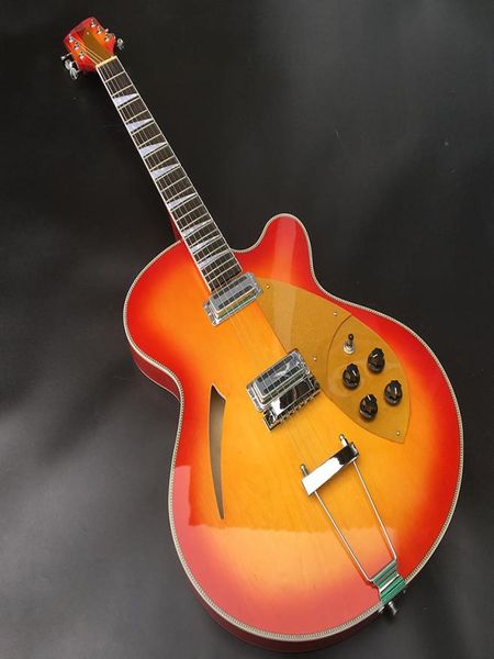 Hochqualität 6string Hollow Jazz E -Gitarrenbogengitarre Sonne Farbe Ahorn Textur 2 Gold -Pickups1172597