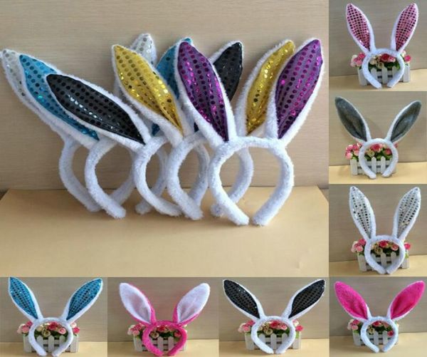 Crianças Longo Rabbit Ear macio de cabelo Candy Cores de lantejoulas infantil garotas garotas presentes de páscoa Cosplay Headwear Props4621670