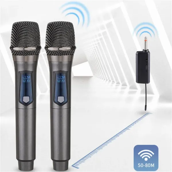 Microfoni E3 Microfono dinamico con microfono professionale UHF wireless con famiglia di ricevitori ricaricabili KTV KARAOKE