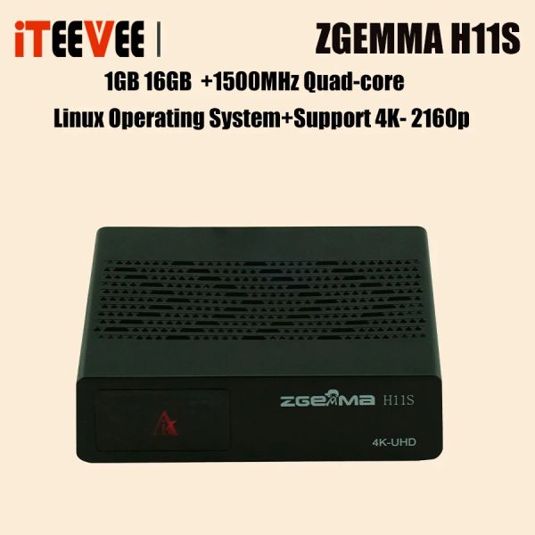 Caixa 1PC ZGEMMA H11S 4K UHD 2160P Receptor de TV de satélite com DVBS2X Linux System IPTV Box HDMI 2.0 USB2.0