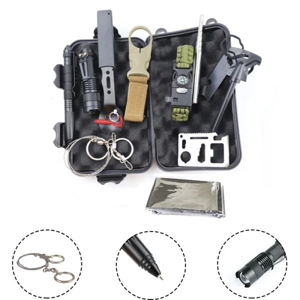 Kit de sobrevivência Kit de sobrevivência Set Outdoor SOS Equipamento Multifuncional Sobrevivência de Campo Primeiros Socorros Caixa de Emergência Aventura no deserto Aventura