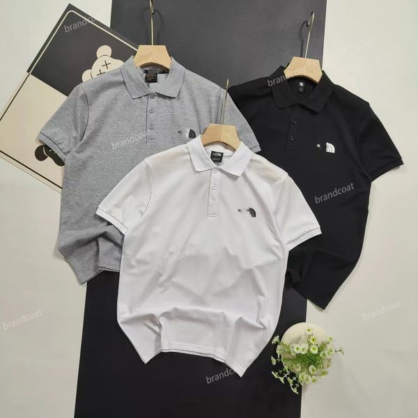 Lüks erkekler polo gömlek tasarımcısı çift moda kuzey tişört gündelik erkek golf yaz polo gömlek nakışlı cadde pamuk kumaş moda üstleri gri boyut l-xxxxl