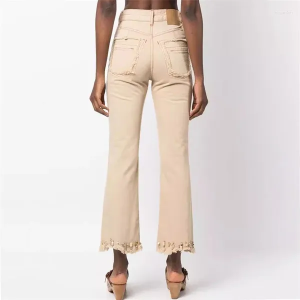 Pantaloni per jeans femminile 2024 estate coreana High Rise Nappa in rilievo in rilievo in cotone decorativo in denim gamba larga y2k pantaloni
