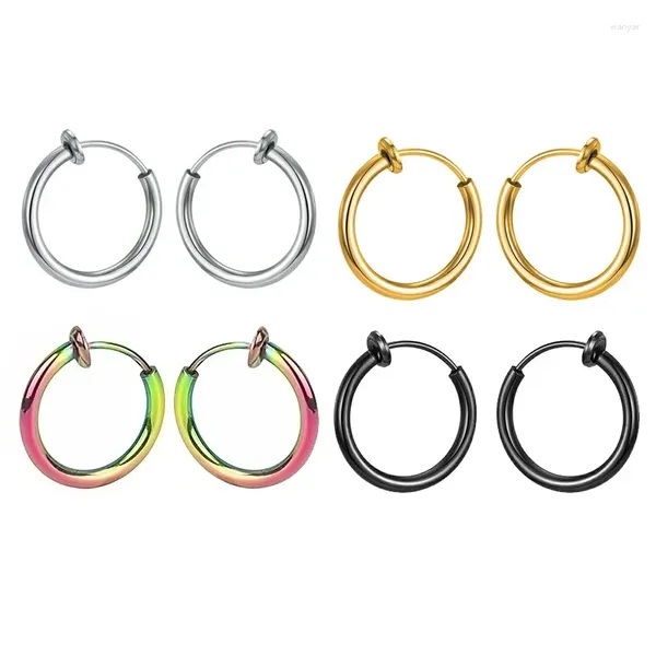 Brincos de costas 1 moda de moda redonda clipe de orelha de primavera não piercing presente falso para homens jóias de jóias 8mm/10mm